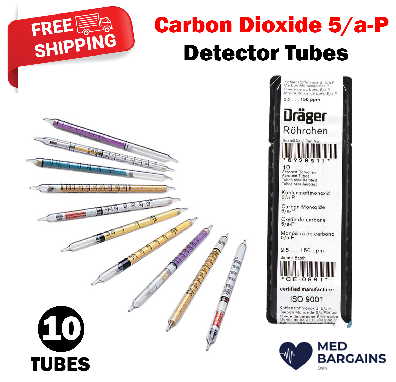Draeger DT Carbon Monoxide 5/a-P Detector Tubes 6728511 - 10