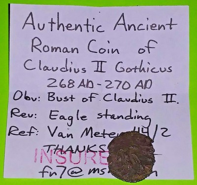 Claudius II Gothicus 268 AD ancient ROMAN COIN eagle treasure old money good G