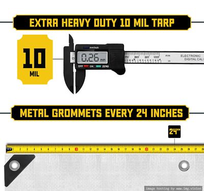 Core Tarps Heavy Duty 10 Mil Tarp Cover Waterproof UV Resistant Rip and Tear