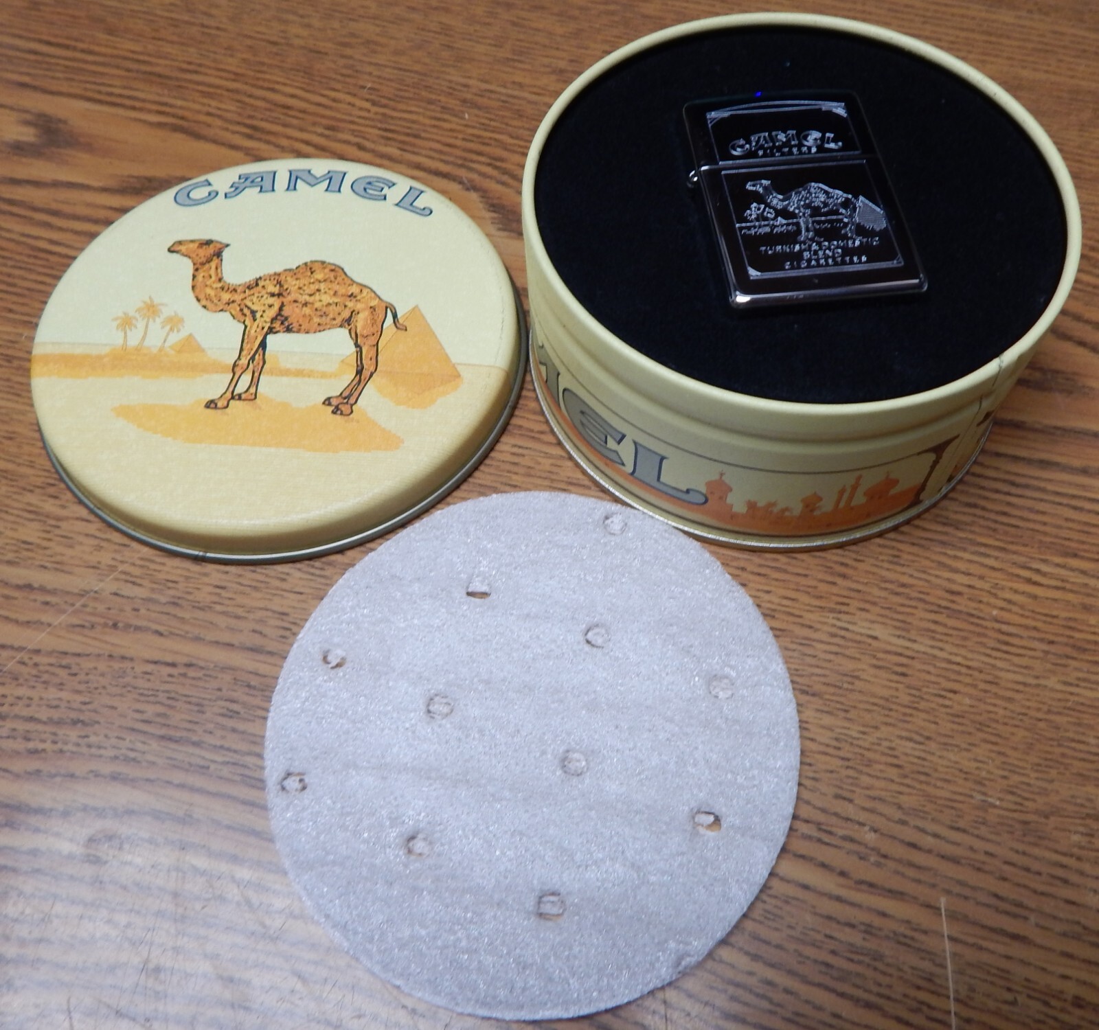 ZIPPO CAMEL LIGHTER IN ROUND TIN NEW WITH STICKER LQQK | eBay