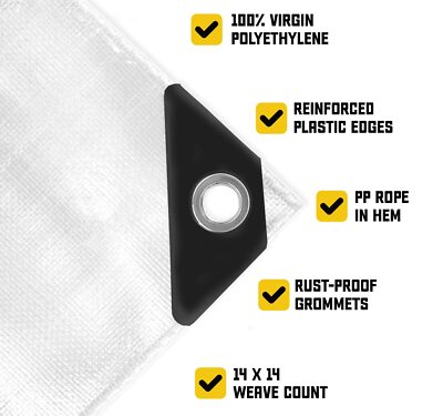 Core Tarps Heavy Duty 10 Mil Tarp Cover Waterproof UV Resistant Rip and Tear