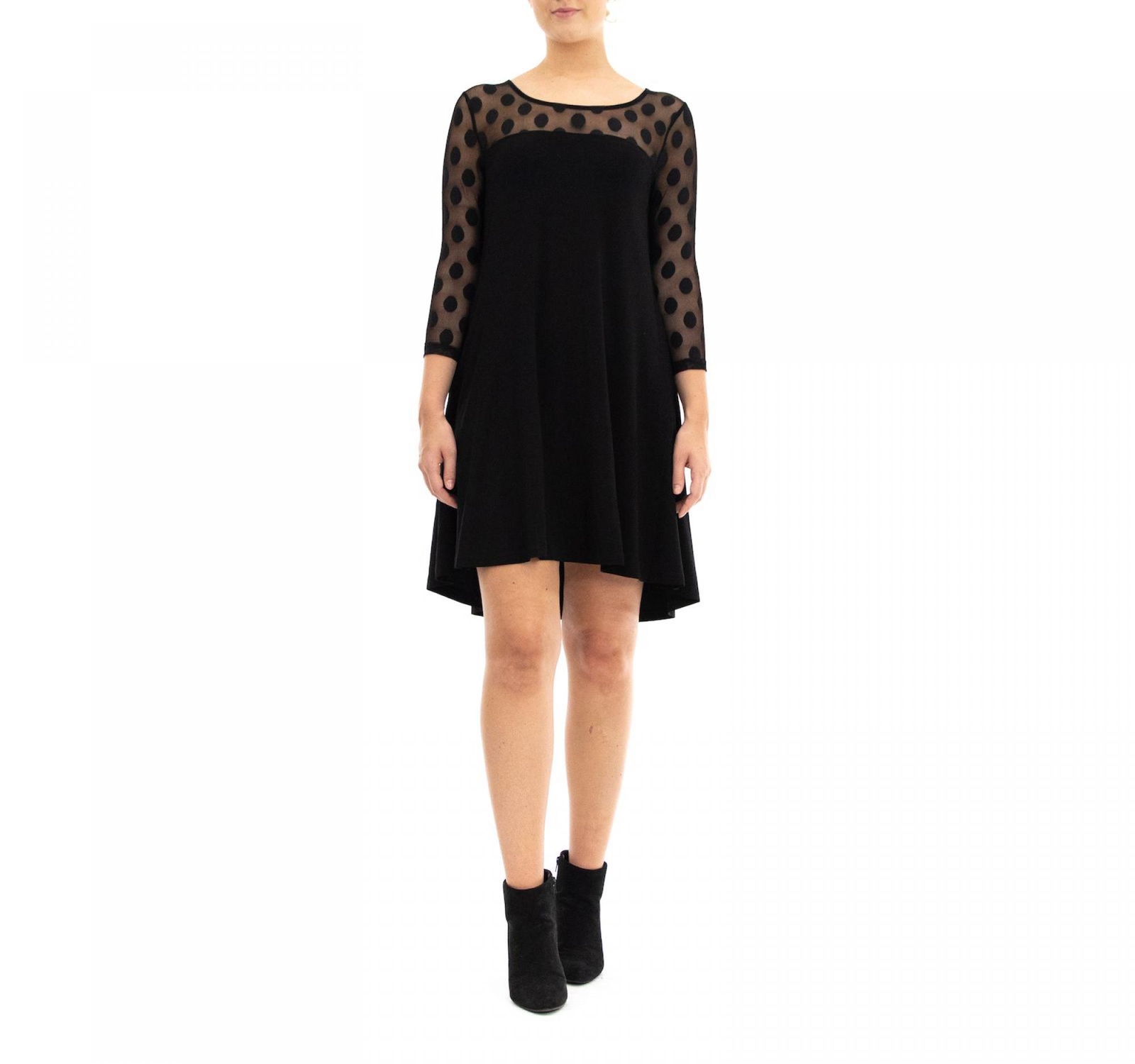 nina Leonard Women's Sheer Polka-Dot High-Low Dress L6757A M