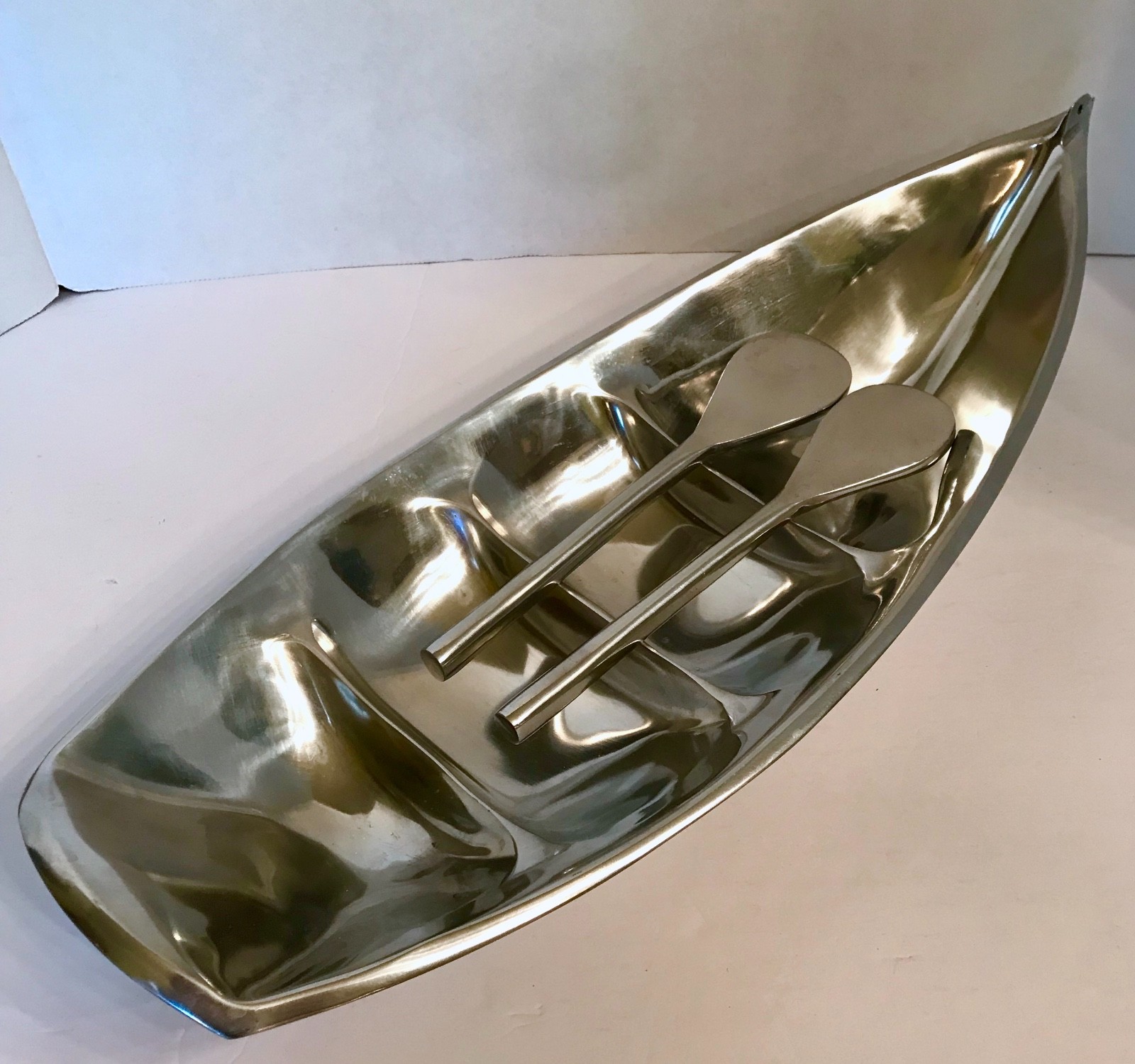 Serving Tray Platter Boat Large Pewter With 2 Spoons Salad Gorgeous