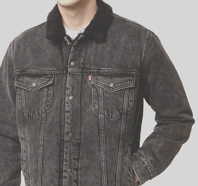 NEW LEVI'S TYPE 3 = M MEDIUM =  DENIM SHERPA LINED TRUCKER JACKET # 163650171