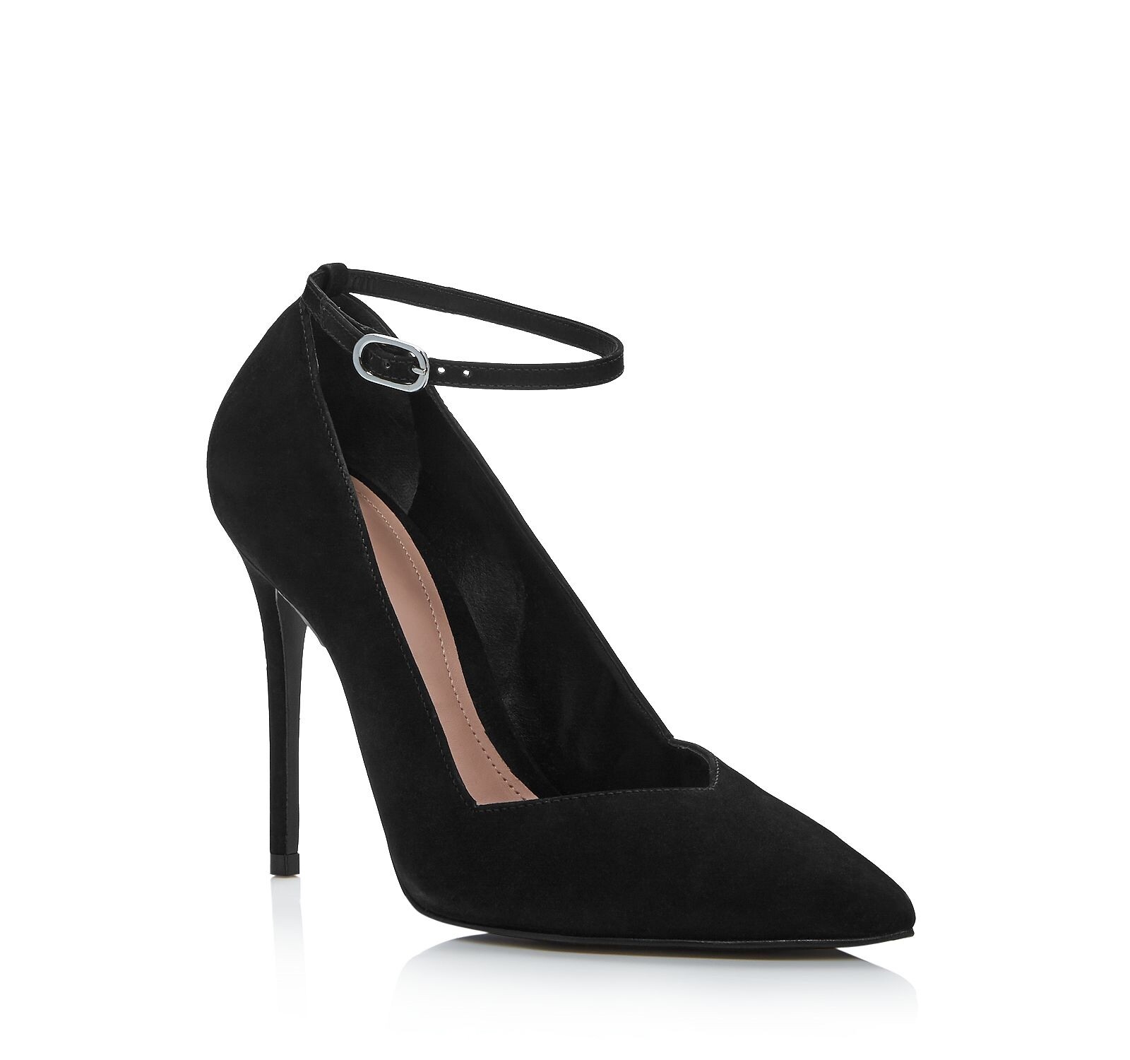 Aqua 263110 Women's Kailana Ankle Strap Pumps Black Suede Shoes Size 5.5 B