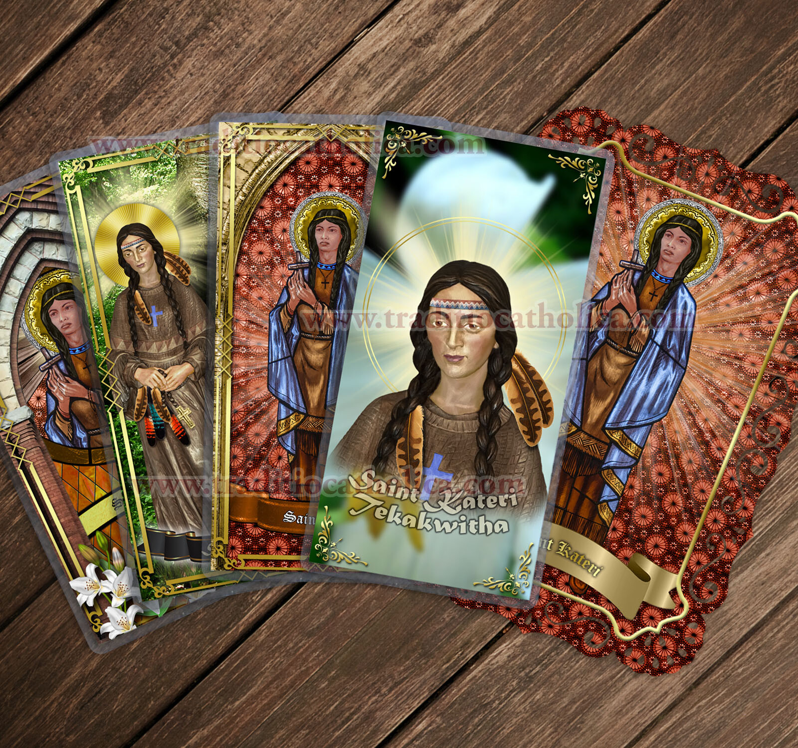 Saint Kateri Tekakwitha Stained Glass laminated Holy Prayer