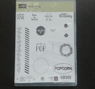 Stampin Up! Ready to Pop Clear Stamps [Set of 15] Popcorn Birthday Party Crafts