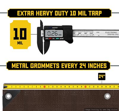 Core Tarps Heavy Duty 10 Mil Tarp Cover Waterproof UV Resistant Rip and Tear