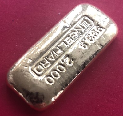 Vintage 2 oz Engelhard Gold Poured bar .999 2 oz Fine Gold -Early Style - Pretty