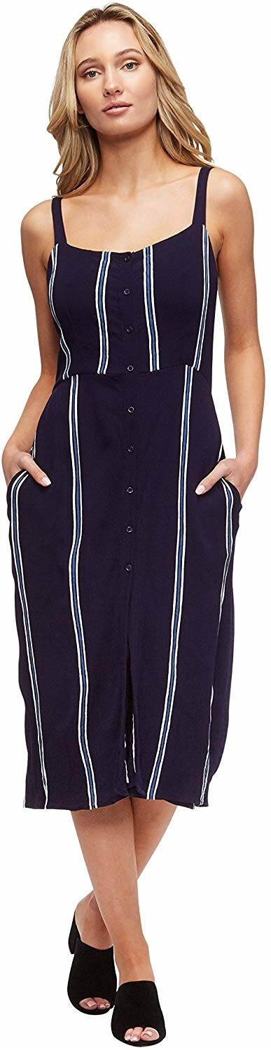 Tavik 169190 Womens Geni Sleeveless Striped Midi Dress Blue/White Size Small