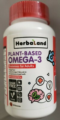 Herbaland - Omega-3 Plant-Based Sugar Gluten Free - Orange - 90 Gummies - 4/2024