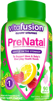 Prenatal Gummy Vitamins, Raspberry Lemonade Flavored, Pregnancy Vitamins for Wom
