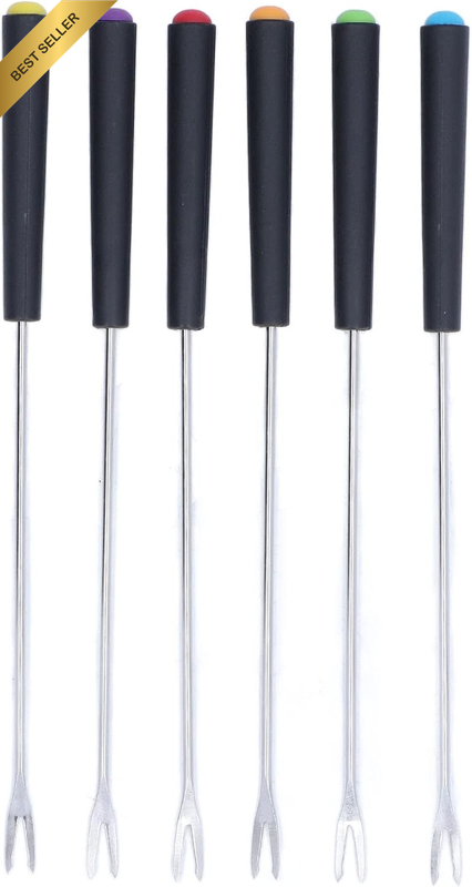 Color-Coded Cheese Fondue Forks Set, Stainless Steel Fondue Forks with anti Heat