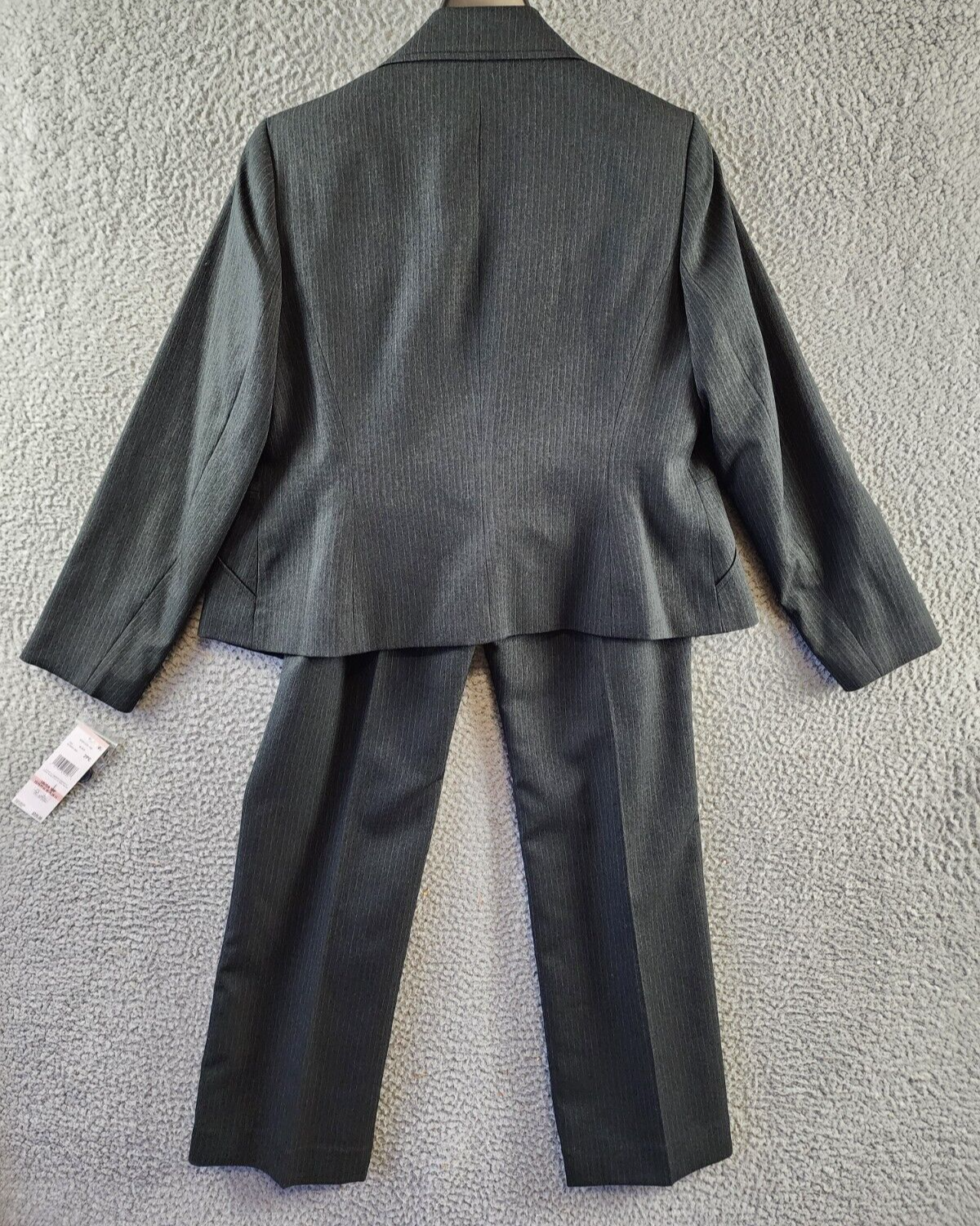 Le Suit Petite Two-Button Pinstriped Pantsuit Women's 10P Black Single Breasted - Picture 16 of 18
