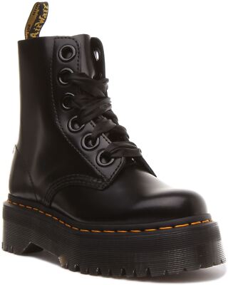 Pre-owned Dr. Martens Dr Martens Molly 6 Eye Platform Sole Womens Sneaker In Black Size Us 5 - 11