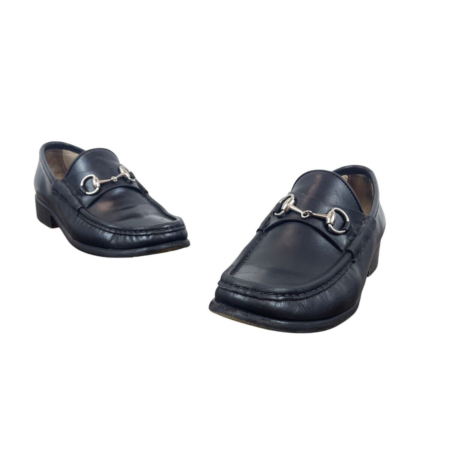 Vtg Gucci Black Leather Mocassino Pelle Mors Vit Bulgaro Vtg Gucci Black Leather Mocassino Pelle Mors Vit Bulgaro