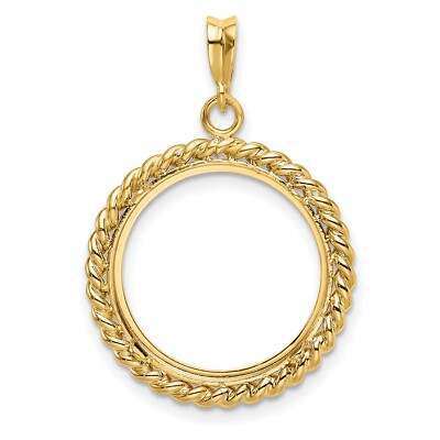 Pre-owned Jewelry Stores Network 14k Yellow Gold Twisted Rope Prong Set Us Barber Dime Coin Bezel