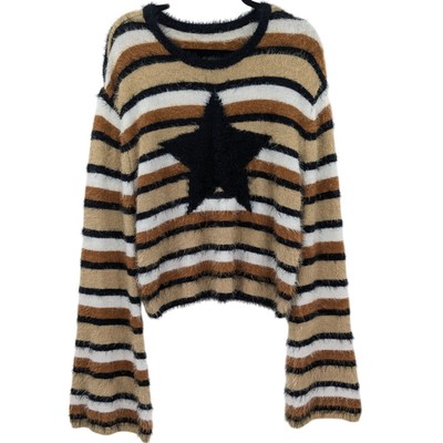 Social Collision Crop Sweater Plus Size 2X Eyelash Stripe Star Academia Goth 90s