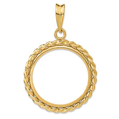 Pre-owned Jewelry Stores Network 14k Yellow Gold Twisted Rope Prong Set Us Barber Dime Coin Bezel