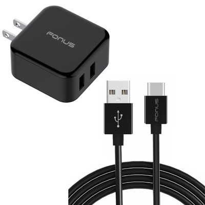 For Google Pixel 9 Pro Fold - 30W Quick Home Charger 6ft USB Cable 2-Port USB