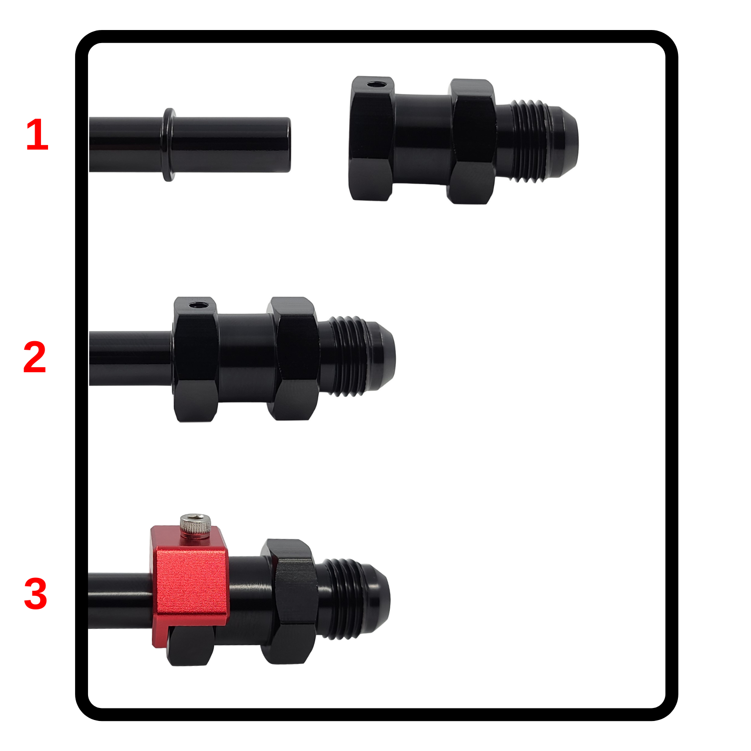 6AN to 3/8 Push On Fitting For Hardline SAE Quick Connect EFI Adapter