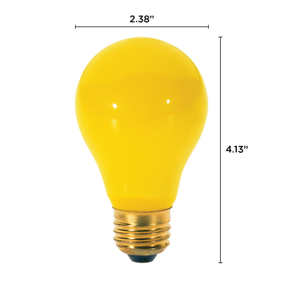 Pack YELLOW BUG LIGHT BULBS 60W Watt A19 Medium E26 120V 60A/Bug 60A/YB 60A19/Y