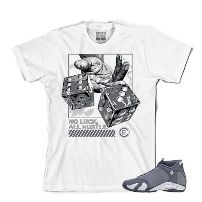 Tee to match Air Jordan Retro 14 Flint Grey Sneakers. No Luck Tee