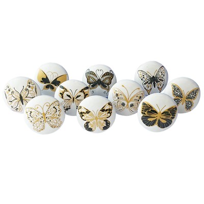 Hand Painted Vintage Ceramic Knobs for Kitchen Cabinet & Drawer Pulls Set of 10