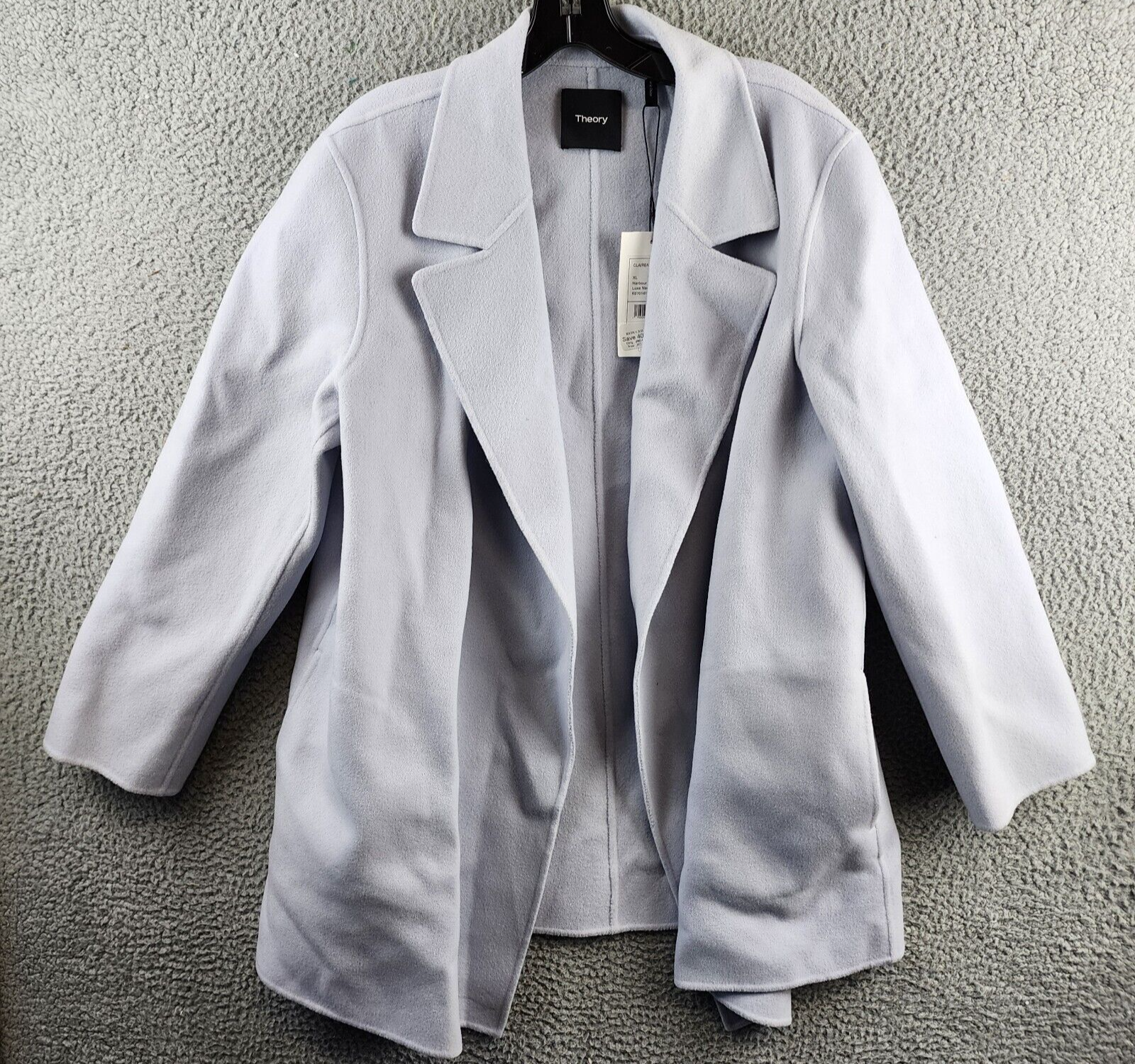 Theory Clairene Wool Cashmere Blend Coat Women's XL Harbour Melange Open Front - Picture 2 of 16