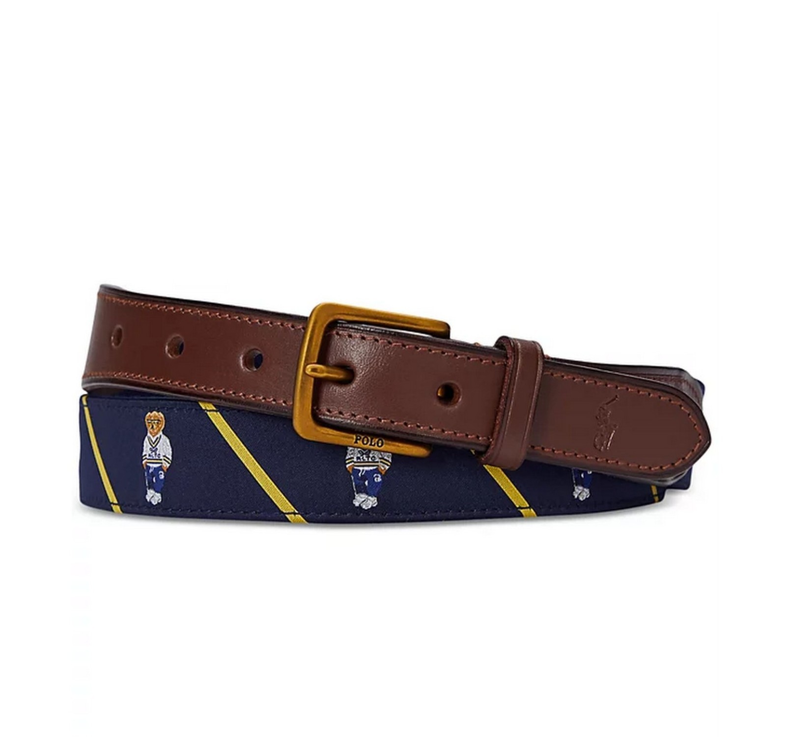 Polo Ralph Lauren Men's Polo Bear Leather-Trim Belt Size 42