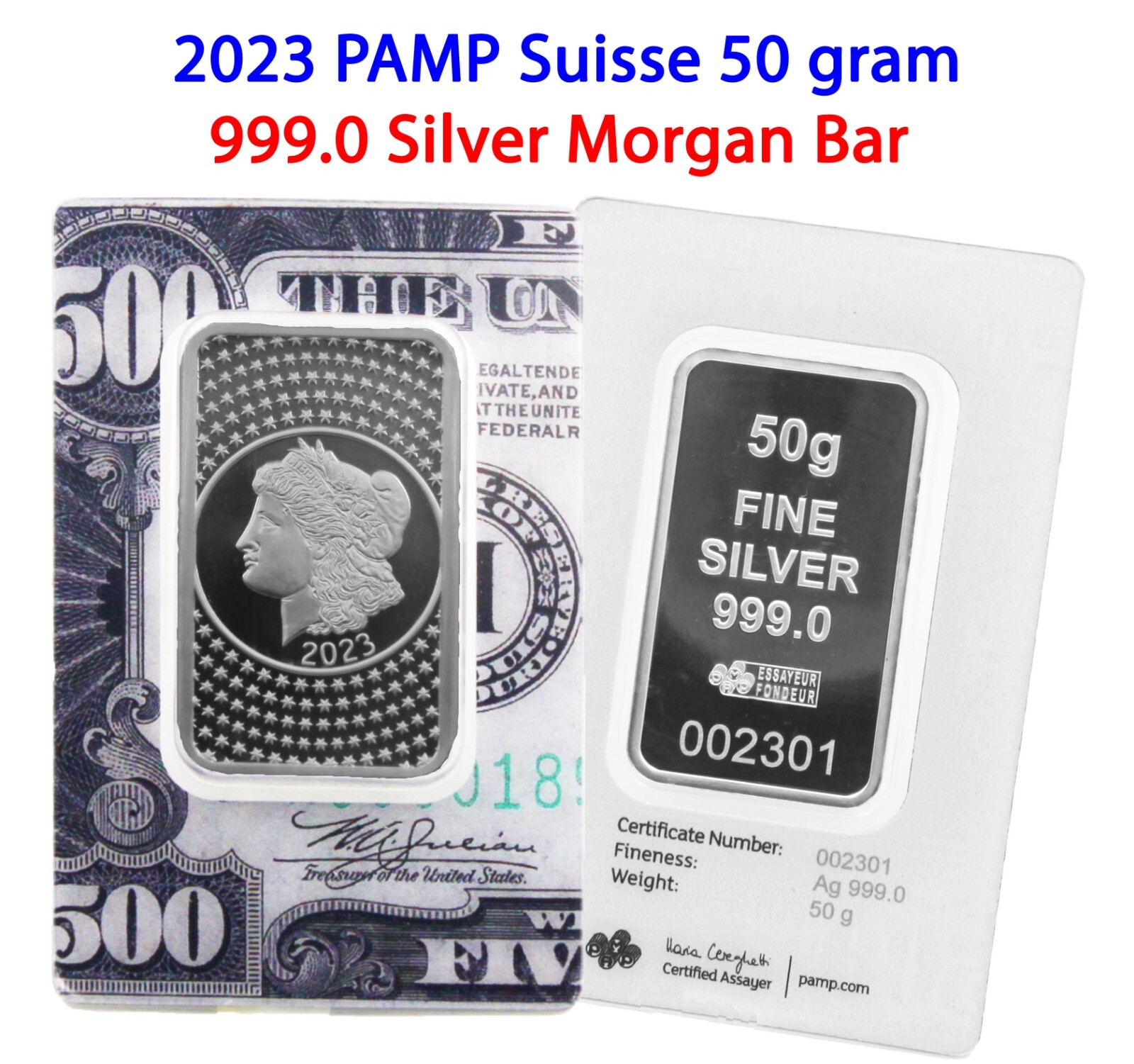 PAMP 50グラム ファインシルバー モルガンバー限定5000枚- 2022年 PAMP 50グラム ファインシルバー モルガンバー限定5000枚- 2022