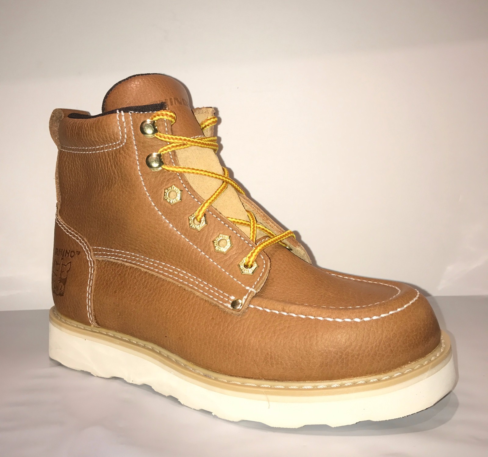 

Rhino 62T06 Мужские кожаные ботинки Butternut 6 -#39;-#39; Soft Toe Moc Toe на шнуровке