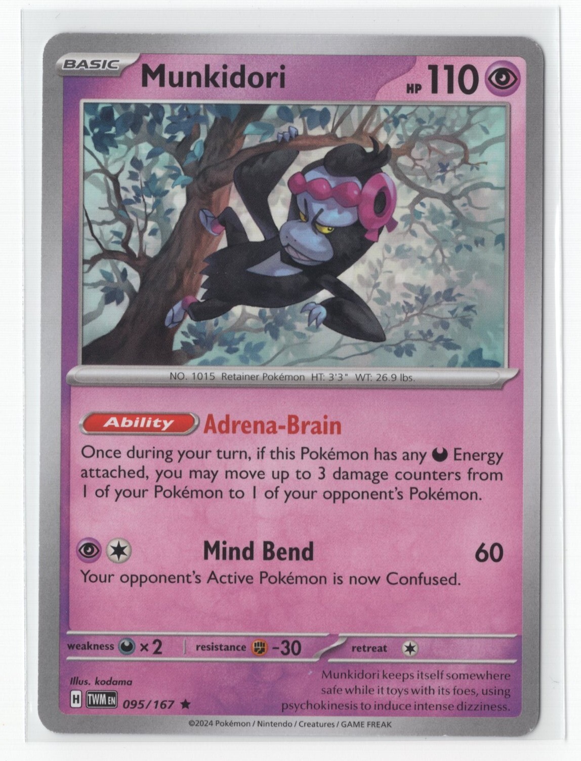 Pokemon Twilight Masquerade NON Holo Rare Munkidori - 095/167