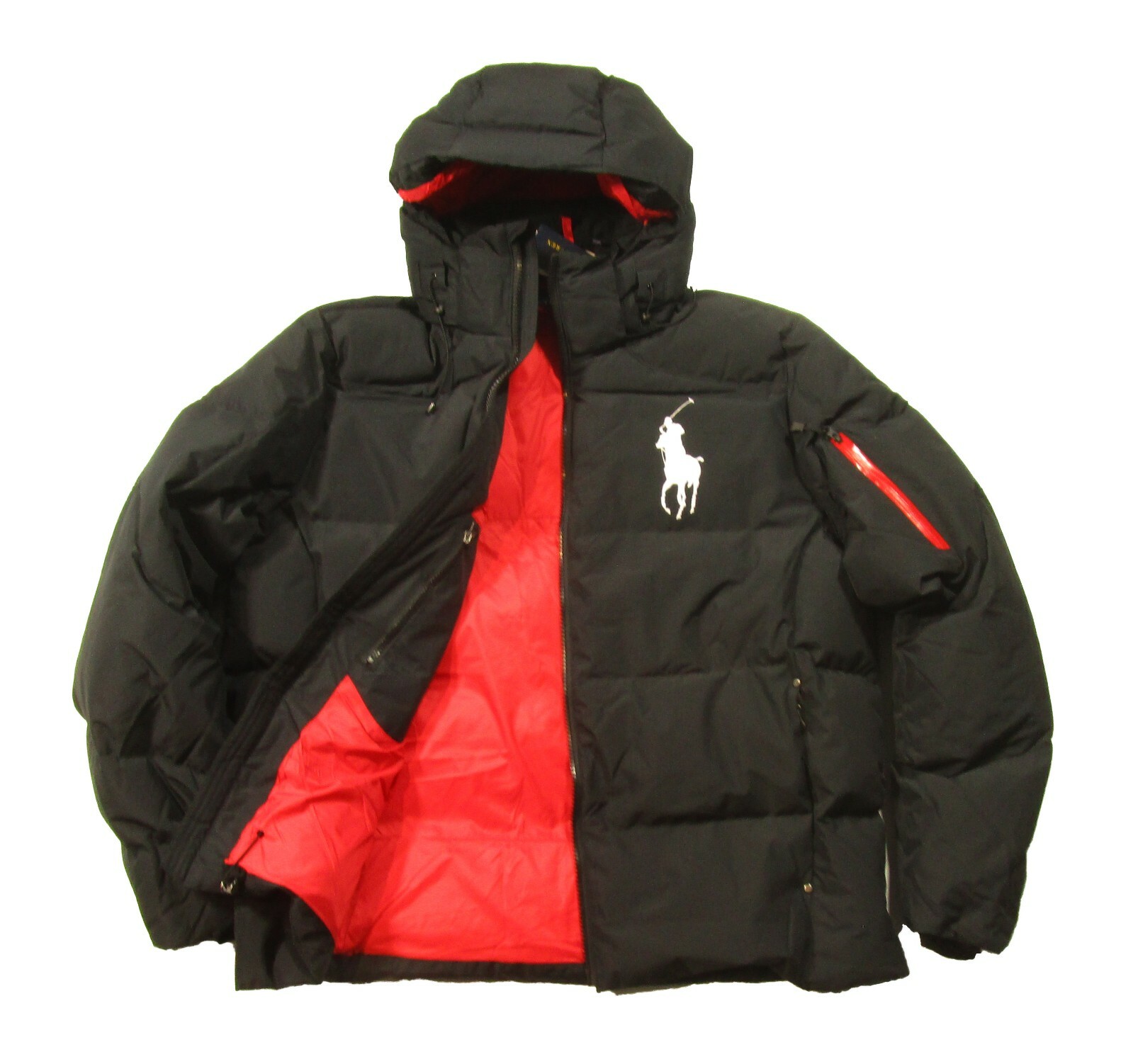 Pre-owned Black Polo Ralph Lauren Big & Tall Men's /red Lining Big Pony Puffer Down Jacket