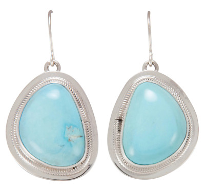 Navajo Native American Castle Dome Mine Turquoise Earrings SKU230662
