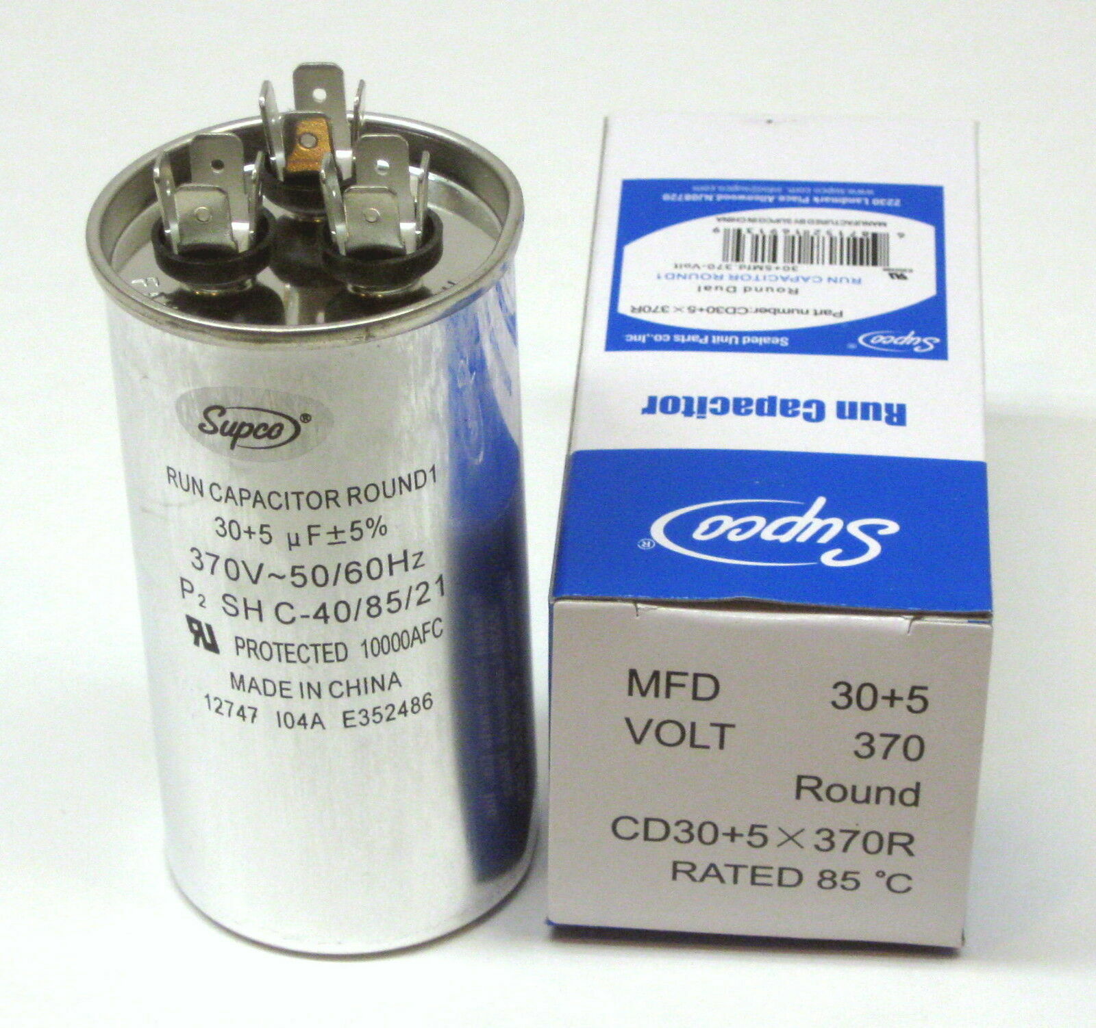 Air Conditioning HVAC Round Dual Motor Run Capacitor 30 + 5 MFD