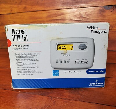 1F78-151 Emerson Thermostat 24V White Millivolt Battery Programmable 5+2