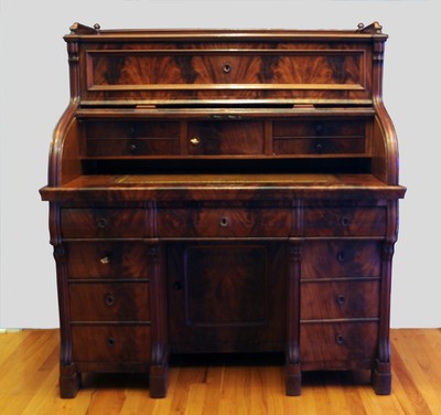 Renaissance Revival  Mahogany 19th Century Roll Top Desk, Germany, 1860s