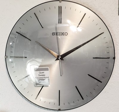 Seiko Chad Contemporary Quiet Sweep Hand Glass Quartz Wall Seiko Chad Contemporary Quiet Sweep Hand Glass Quartz Wall