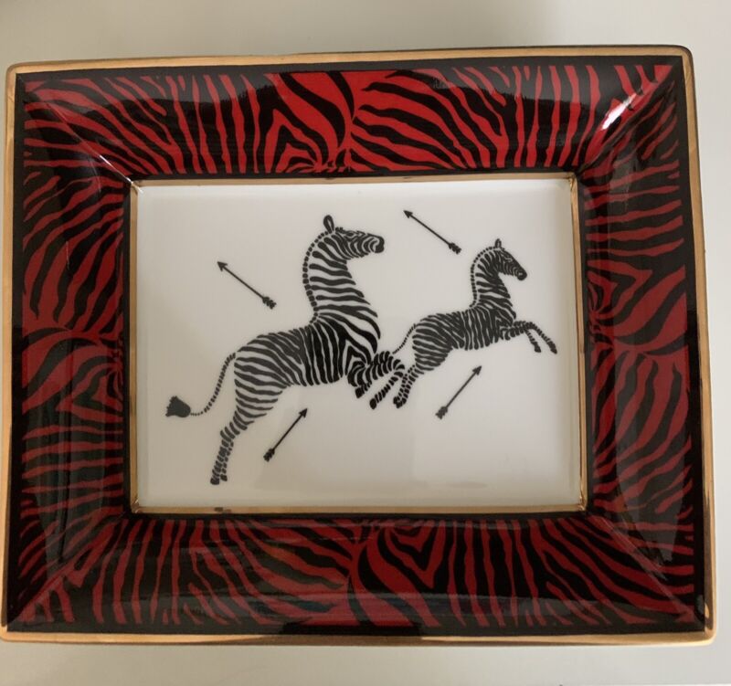 Scalmandre Maison Port 68 Zebra Porcelain Tray 8”x 6.5”x 1.5 NEW