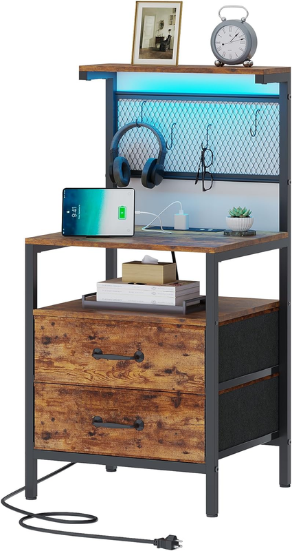 With Charging Station, Nightstands With Led Lights, Night St