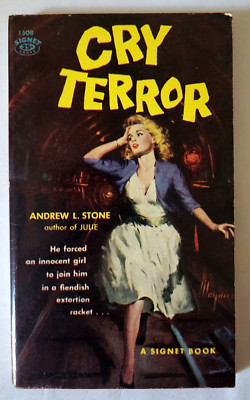 Cry Terror by Andrew L Stone 1st printing Movie Tie-in Signet 1508