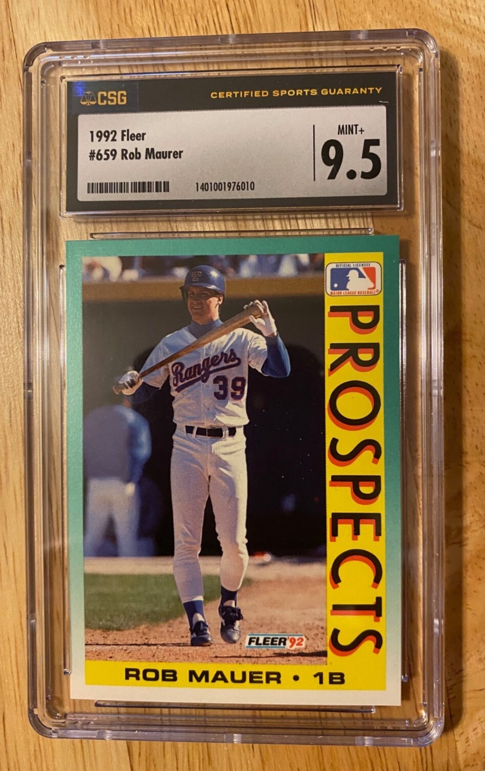 1992 Fleer, Rob Mauer (Maurer) Error Card, #659, CSG Graded
