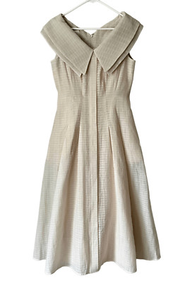 NEW BAU Bride And You ASHLEY Wide collar flared dress size 2 Cream No belt