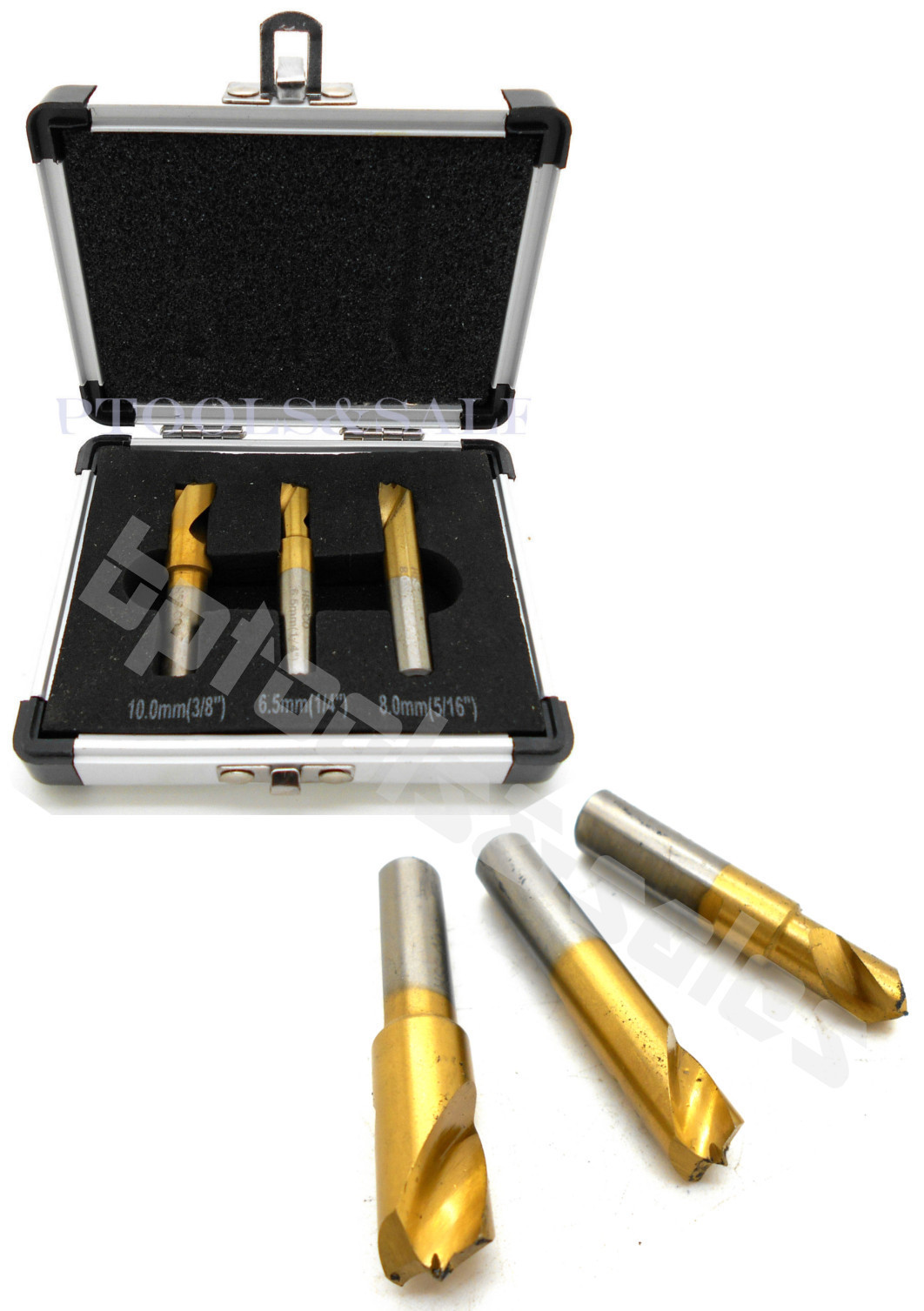 3pc Hsco Titanium Spot Weld Drill Bit Cutter Flat Shaft 1/4" 5/16" 3/8