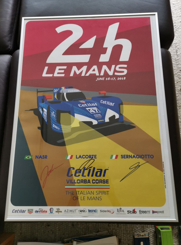 Cetilar Corse Poster Le Mans 2018 Lmp2 Signiert Lacorte Sernagiotto Nasr