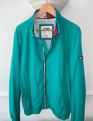 TOMMY HILFIGER MENS ZIP UP BOMBER SUMMER JACKET BRIGHT TURQUOISE GREEN BLUE XXL