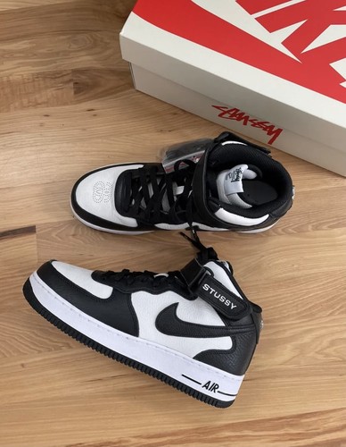 Stussy X Nike Air Force 1 Mid Black/White Size M8.5/W10