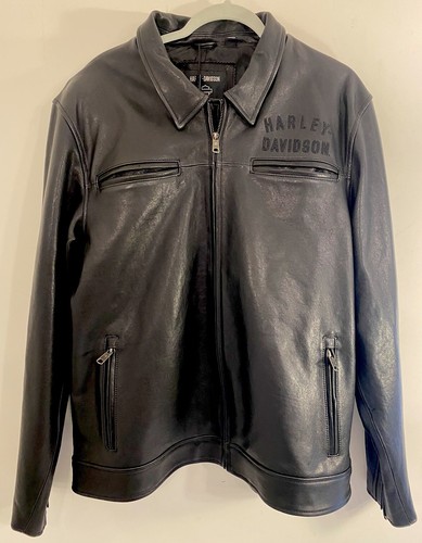 Pre-owned Harley-davidson Leather Jacket 97033 Black Biker Motorcycle Lambskin Soft Xl Men