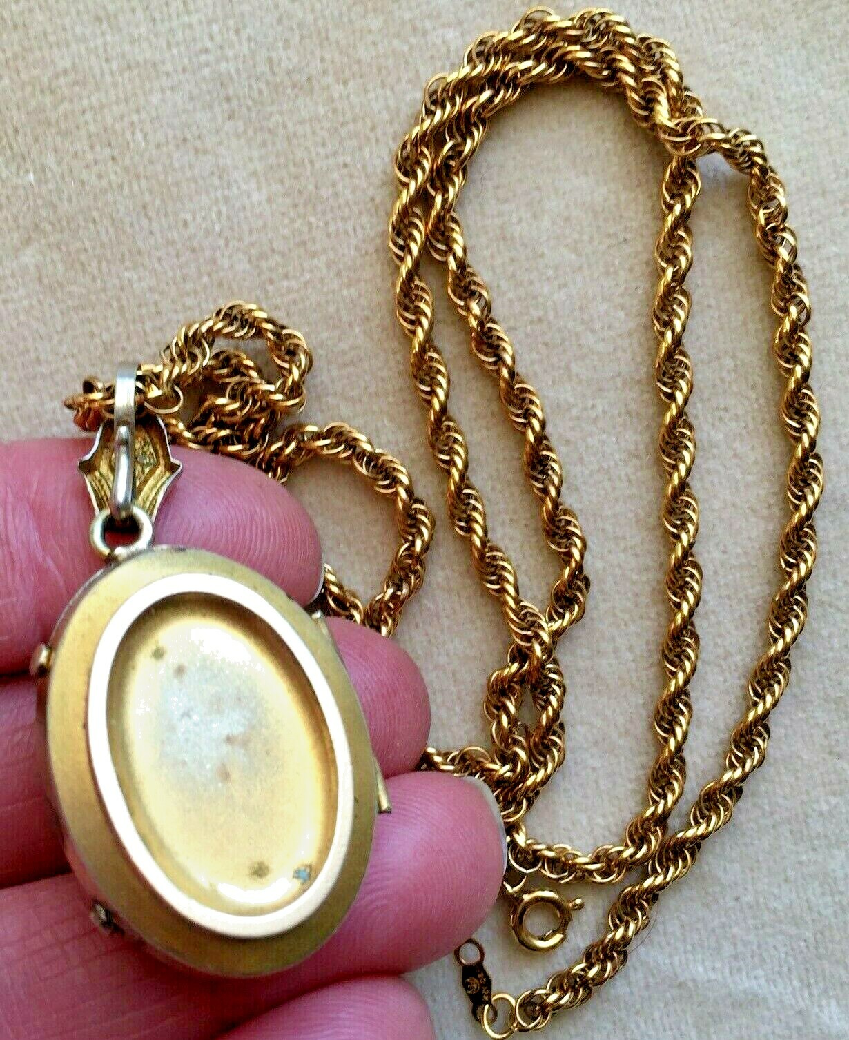 Victorian ETRUSCAN STYLE Triple Seed Pearl Locket Pendant on 22